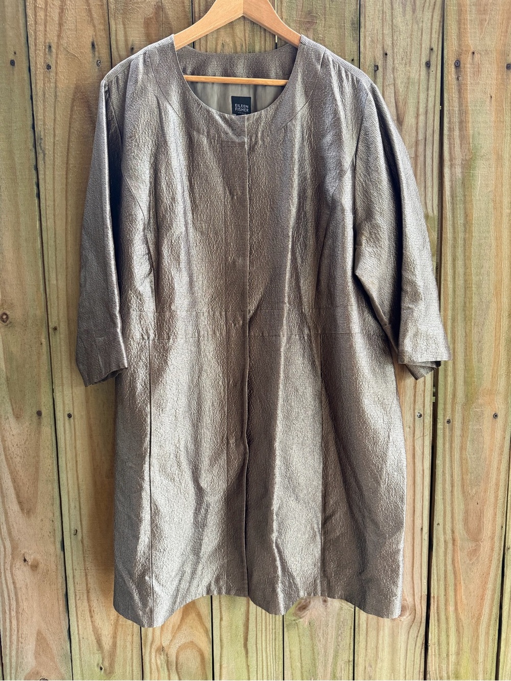 Eileen Fisher metallic textured shift/tunic dress, 2X